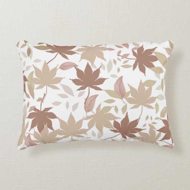 Rustic Botanical Maple Leaves Pattern Cosy Fall Decorative Cushion (Front)