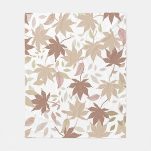 Rustic Botanical Maple Leaves Pattern Cosy Fall Fleece Blanket