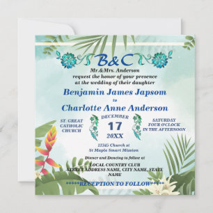 Rustic Botanical Monogram Customised Wedding  Invitation