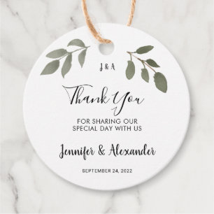  Rustic botanical monogram photo wedding thank you Favour Tags