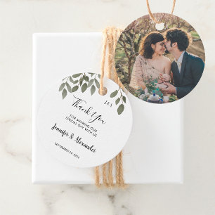  Rustic botanical monogram photo wedding thank you Favour Tags