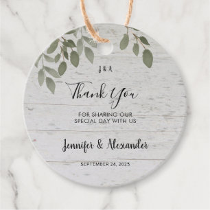  Rustic botanical monogram photo wedding thank you Favour Tags