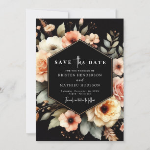 Rustic Botanical Peach Wedding Save The Date
