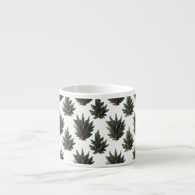Rustic Botanical Pine Fan Espresso Mug (Front)