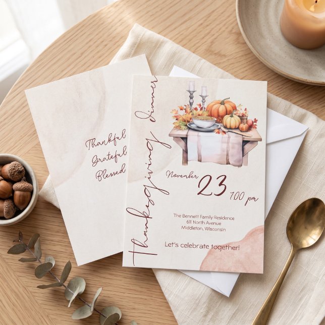 Rustic Botanical Pumpkin Friendsgiving Invitation (Creator Uploaded)