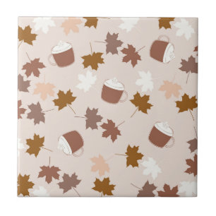 Rustic Botanical Pumpkin Spice Maple Leaf Pattern Tile