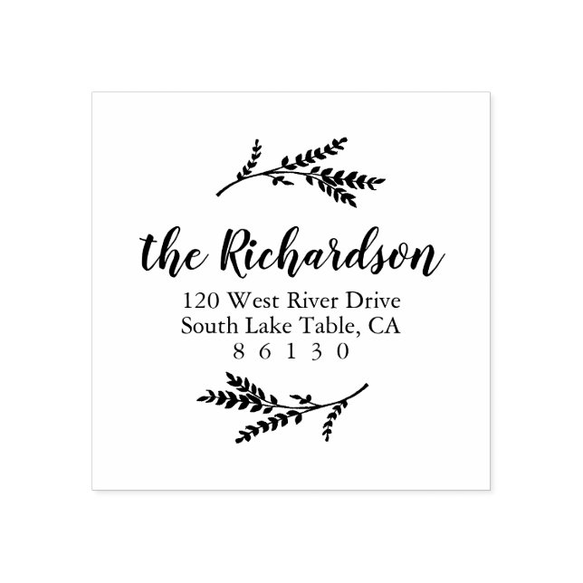 Rustic Botanical Return Address Self-inking Rubber Stamp (Imprint)