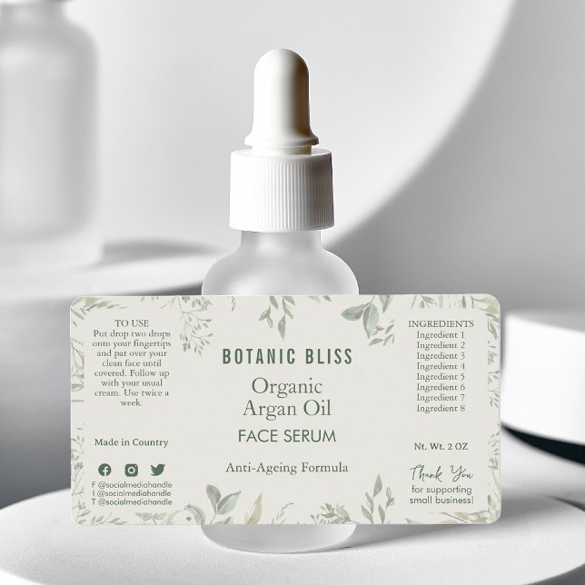 Rustic Botanical Sage Green Cosmetic Product Label (Rustic Botanical Sage Green Cosmetic Product Label )