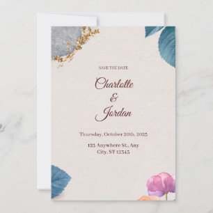 Rustic Botanical Save the Date Card