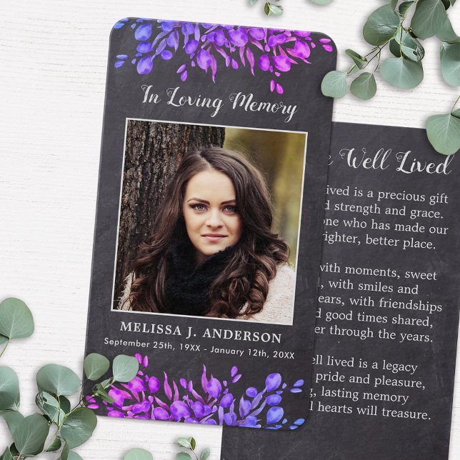 Rustic Botanical Sympathy Memorial Prayer Card (Creator Uploaded)