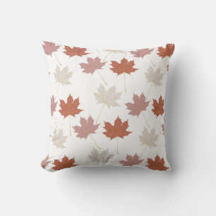 Rustic Botanical Terracotta Maple Leaves Pattern Cushion