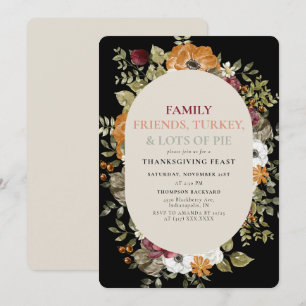 Rustic Botanical Thanksgiving Dinner Feast Party Invitation