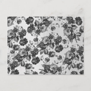 Rustic botanical vintage black white floral postcard