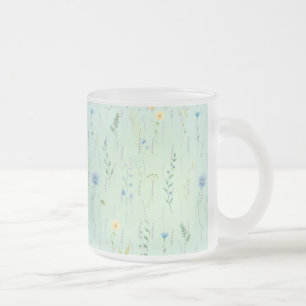  Rustic Botanical Watercolor gradient flora flower Frosted Glass Coffee Mug
