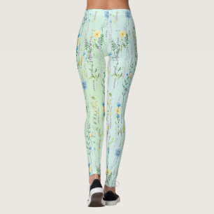 Rustic Botanical Watercolor gradient flora flower Leggings