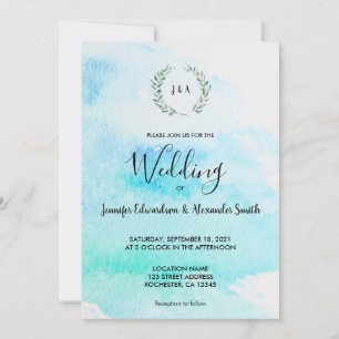 Rustic botanical watercolor leaves wedding invitat invitation
