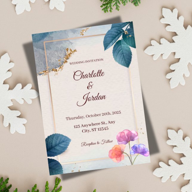 Rustic Botanical Wedding Invitation (Creator Uploaded)
