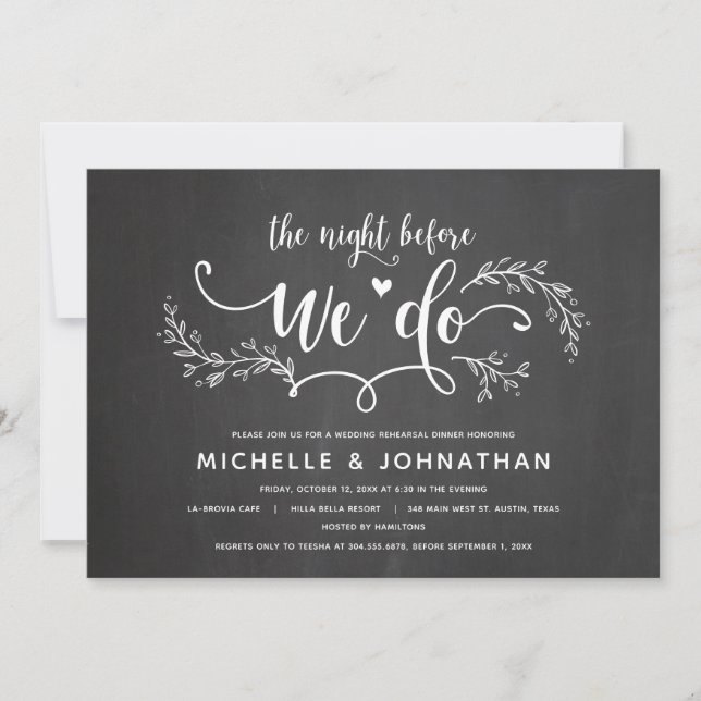 Rustic Botanical Wedding Rehearsal Dinner Invitation (Front)