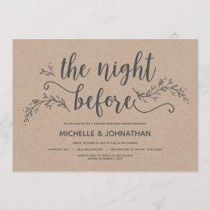 Rustic Botanical wedding rehearsal dinner invites