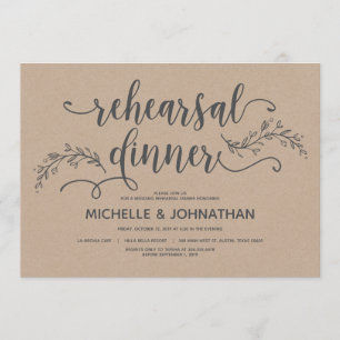 Rustic Botanical wedding rehearsal dinner invites