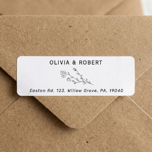 Rustic Botanical Wedding Return Address  Label