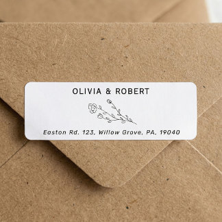 Rustic Botanical Wedding Return Address Label