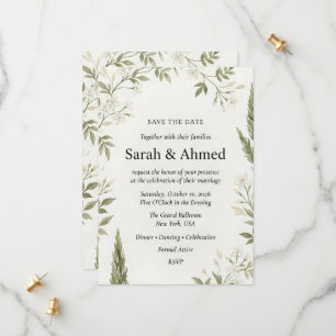 Rustic Botanical Wedding Save the Date Card