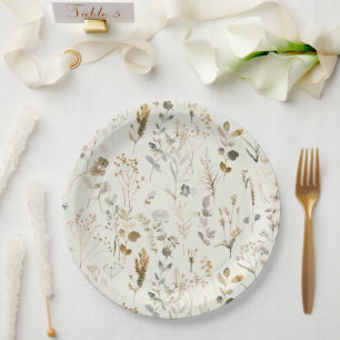 Rustic Botanical Wildflower Christmas Paper Plate