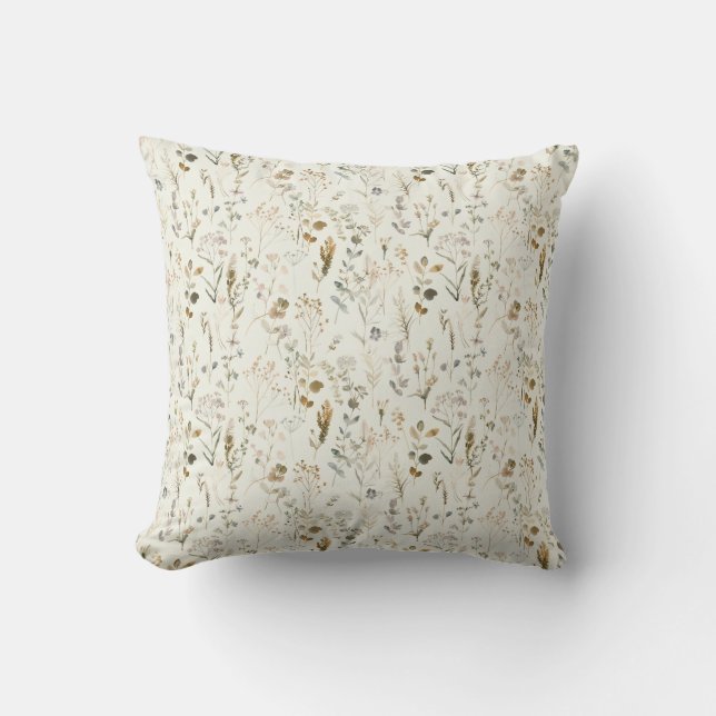 Rustic Botanical Wildflower  Cushion (Front)
