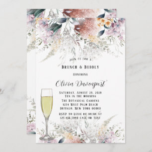 Rustic Botanical Wildflowers Brunch & Bubbly Invitation