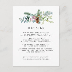 Rustic Botanical Winter Wedding Guest Details Enclosure Card