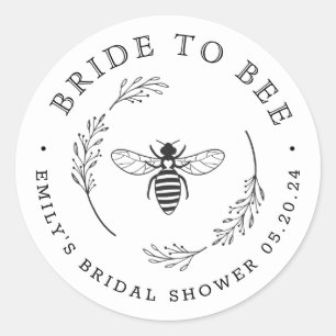 Rustic Botanical Wreath Bride to Bee Honey Favour Classic Round Sticker