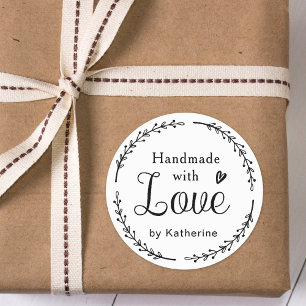 Rustic Botanical Wreath Handmade with Love Classic Round Sticker