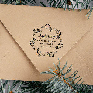 Rustic Botanical Wreath Return Address Self-inking Stamp
