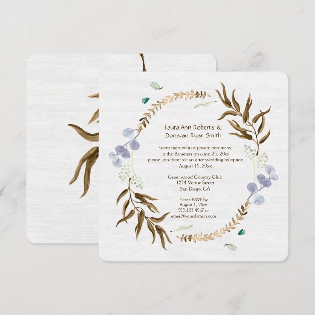 Rustic Botanicals Wreath Reception Only | Invitation (Front/Back)