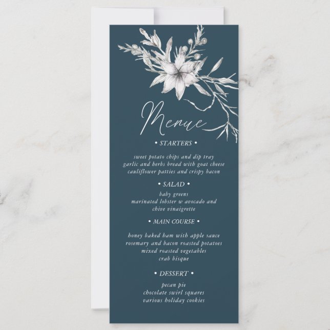 rustic botanics Wedding Dinner Menu Invitation (Front)