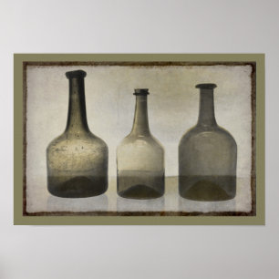 Rustic Bottles Still Life Art Poster
