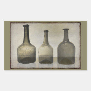 Rustic Bottles Still Life Art Rectangular Sticker