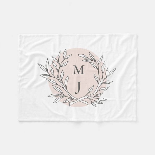 Rustic Bough Wreath Monogrammed Blanket (Front (Horizontal))