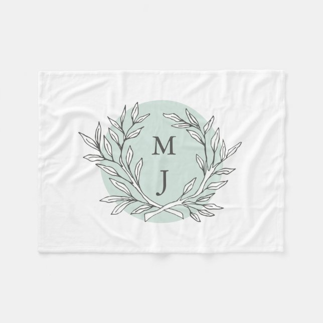 Rustic Bough Wreath Monogrammed Blanket (Front (Horizontal))