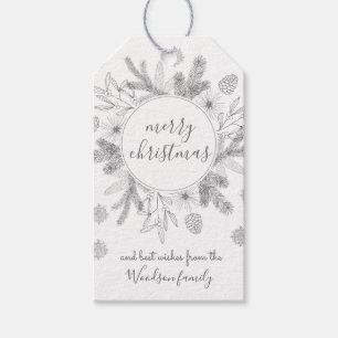 Rustic Boughs Merry Christmas Modern Gift Tags