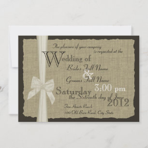 Rustic Bow and Burlap Wedding Invitation