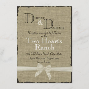 Rustic Bow and Burlap Wedding Reception Enclosure Card
