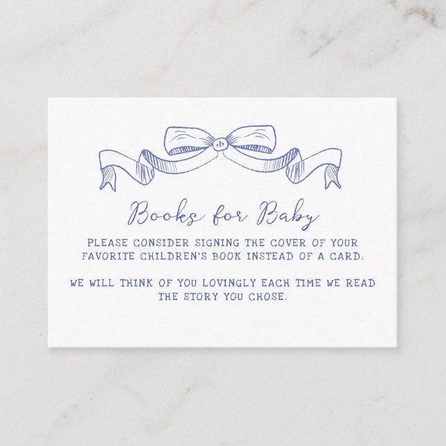 Rustic Bow Baby Shower Books for Baby  Enclosure Card (Front)