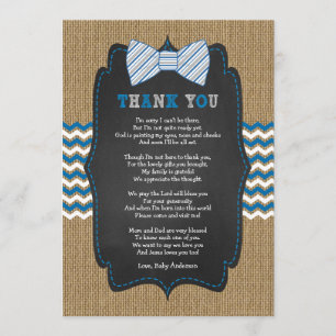 Rustic Bow Tie Baby shower poem thank you note Invitation