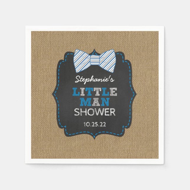 Rustic Bow Tie Little Man Oh Boy baby shower decor Napkin (Front)