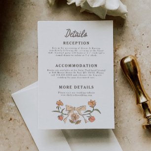 Rustic Bows and Blossoms Wedding Details Enclosure Card