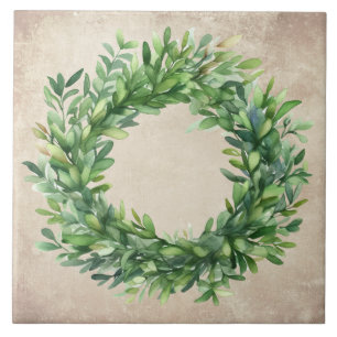 Rustic Boxwood Neutral Watercolors Tile