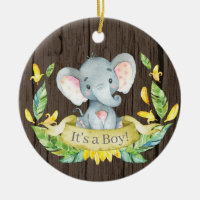 Rustic Boy Elephant Baby Shower Yellow