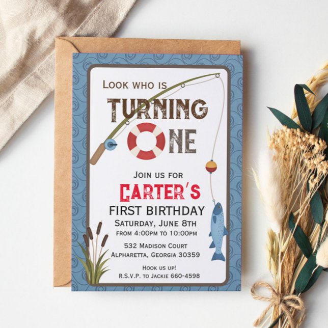 Rustic Boy Fishing First Birthday Invitation (Creator Uploaded)